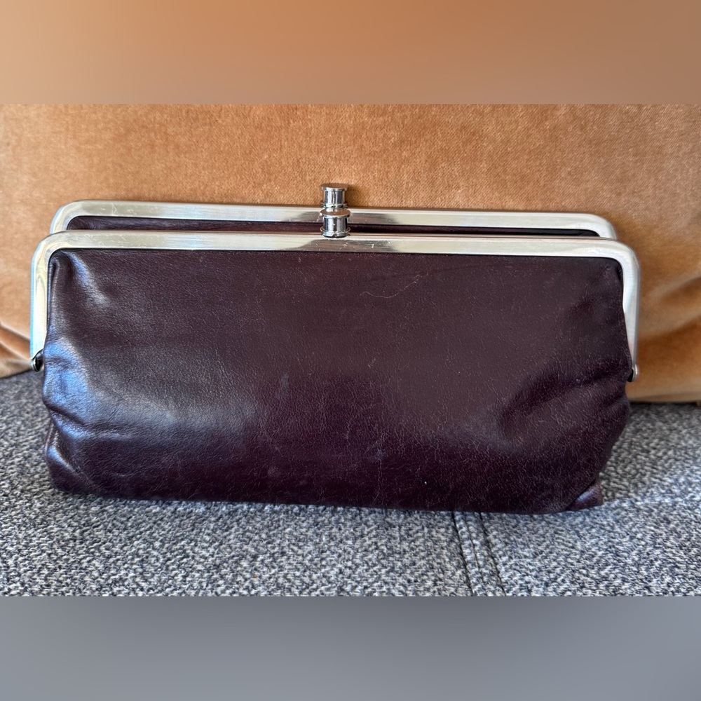 Burberry Brown Leather & Tan Plaid Cosmetic Clutch & HOBO Lauren Clutch-Wallet - Picture 4 of 15
